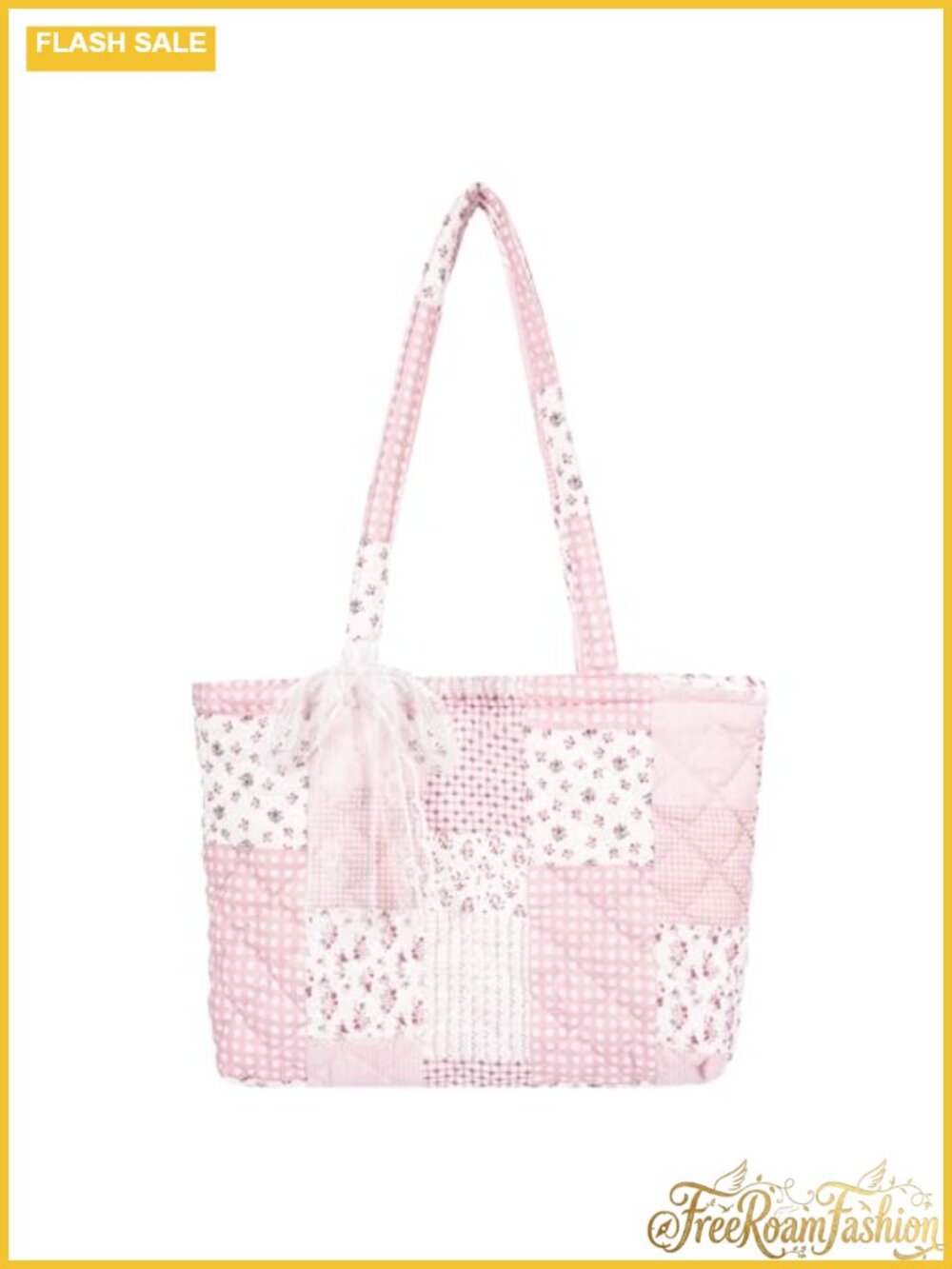 Quilted Floral Tote Bag Lightweight Shoulder Bag College Travel Purse
